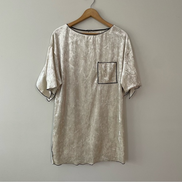 Zara Champagne Velour Crushed Velvet Long Tunic Top- Size Small (bin 2E) - Picture 4 of 4